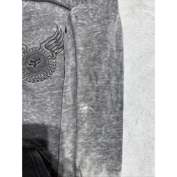 Fox Riders Co Hoodie Mens Large Gray Zip Up Sherpa Fleece Lined Wing Graphic - Picture 4 of 7